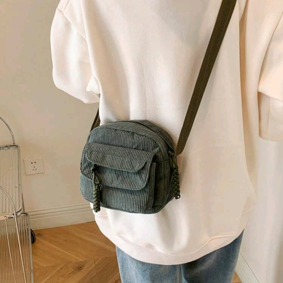 NWT Stylish Deep Green Corduroy Women's Bags - Picture 7 of 7